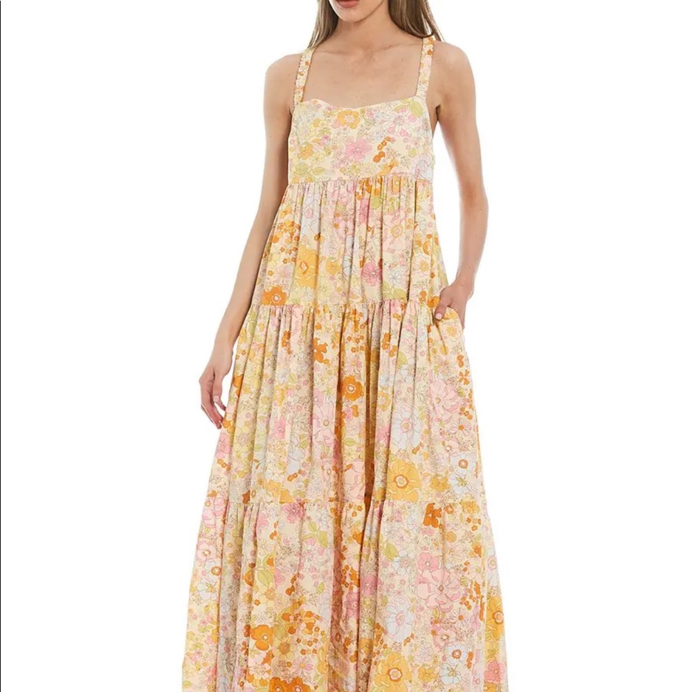 Park Slope Sleeveless Square Neck FloralMaxi Swing